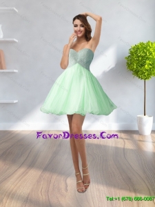 2015 Classical Sweetheart Beading and Cheap Bridesmaid Dress in Apple Green