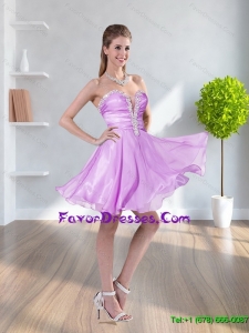 2015 Elegant Beading Sweetheart Empire Prom Dress in Lilac