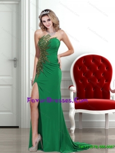 2015 Exclusive Empire Strapless Backless Beading Vintage Mother Dresses in Green
