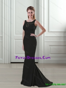 2015 Exclusive Mermaid Scoop Backless Black Vintage Mother Dresses with Lace