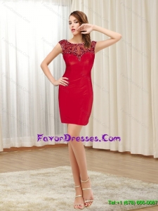 2015 New Style Scoop Beading Chiffon Red Modern Mother Dresses