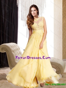 Exquisite Bateau 2015 Long Sweet Prom Dress with Lace and Belt