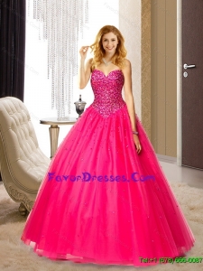 Fashionable Sweetheart Floor Length Hot Pink Vintage Mother Dresses with Beading