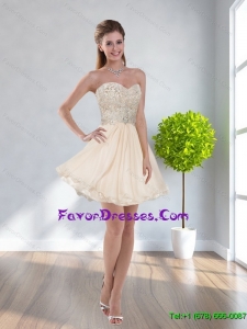Flirting Sweetheart Empire Champagne Most Popular Prom Dresses with Appliques for 2015