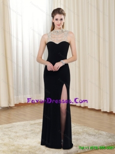 Perfect Empire Beading and High Slit 2015 Modern Mother Dresses in Black
