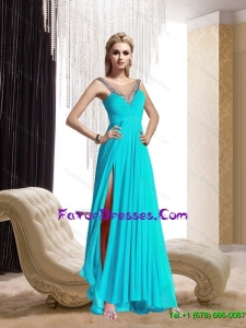 Popular Beading and Ruching 2015 Scoop Teal Bridesmaid Dresses