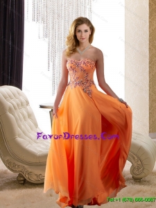 2015 Fashionable Strapless Beading Bridesmaid Dresses in Orange Red