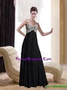 2015 Gorgeous Sweetheart Appliques Chiffon Mother Dress in Black