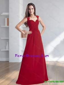 2015 New Style Column Sweetheart Red Cheap Bridesmaid Dress with Lace