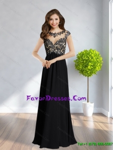 2015 Pretty Scoop Ruching Backless Long Popular Mother Dresses in Black