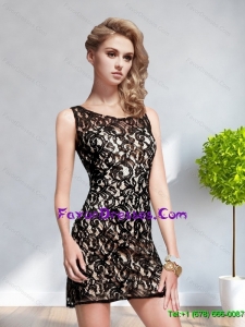 2015 Sexy Scoop Backless Black Mother Dress with Lace