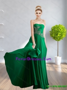 2015 Wonderful Strapless Beading and Appliques Cheap Bridesmaid Dress in Dark Green