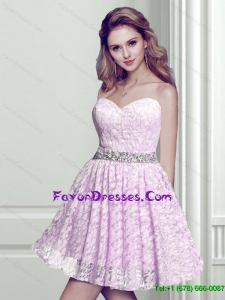 Beautiful Sweetheart Beading and Lace 2015 Short Bridesmaid Dresses