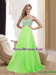 Exclusive Empire Chiffon Sweetheart Beading 2015 Bridesmaid Gowns in Spring Green