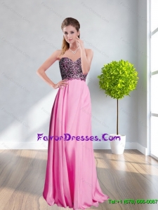 New Style 2015 Sweetheart Appliques Long Mother Dress in Rose Pink