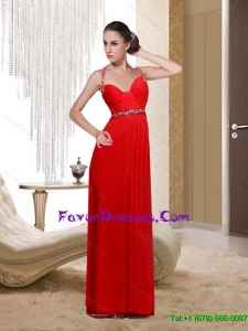 Perfect Empire Halter Top Red Mother Dress with Beading and Ruching