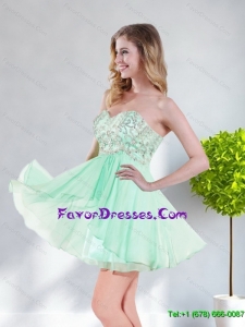2015 Stylish Empire Appliques Chiffon Sweetheart Bridesmaid Dress in Apple Green
