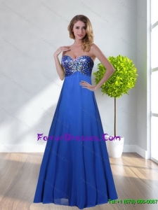 Popular 2015 Empire Sweetheart Royal Blue Bridesmaid Dresses with Beading