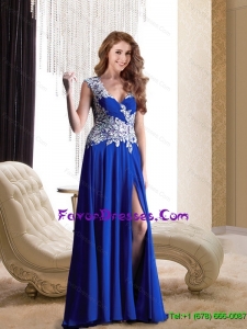 Popular Empire Appliques and Beading Chiffon 2015 Bridesmaid Dresses in Royal Blue