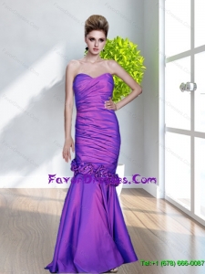 2015 Beautiful Mermaid Sweetheart Mother Dresses with Ruching and Hand Made Flowers