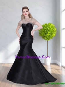 2015 Popular High Neck Mermaid Beading Bridesmaid Dresses Dress in Black