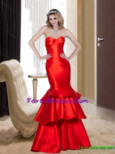 2015 Remarkable Red Mermaid Mother Dresses with Ruffled Layers