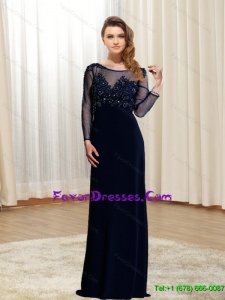 Fashionable 2015 Scoop Empire Beading Chiffon Mother Dress in Black