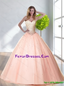 Popular Sweetheart Beading Peach Bridesmaid Dresses for 2015