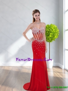 Stylish Sweetheart Red Beading Bridesmaid Dress