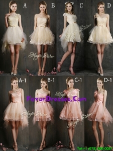 Hot Sale Mini Length Tulle Bridesmaid Dress with Belt