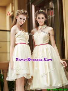 Best Selling Champagne Organza Dama Dresses with Appliques and Sashes