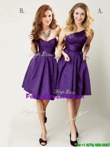 Top Selling Mini Length Ruching Dama Dresses in Purple