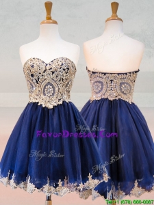 2016 Fashionable Organza Applique with Beading Dama Dresses in Royal Blue