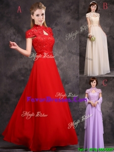 Discount High Neck Applique and Laced Dama Dresses with Cap Sleeves