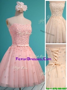 Popular Applique and Beaded Sweetheart Bridesmaid Dress in Mini Length