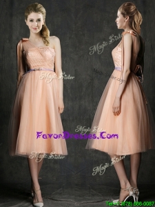 Latest One Shoulder Prom Dresses with Sashes and Bowknot