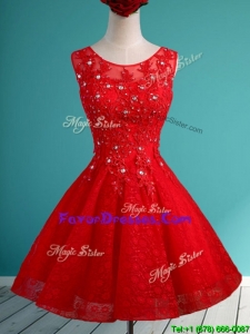 Latest Scoop Red Short Prom Dresses with Beading and Appliques