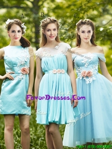 2016 Latest Light Blue Prom Dresses with Appliques for Spring