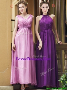 Latest Empire Chiffon Ankle Length Prom Dresses with Ruching