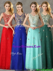Modern V Neck Long Mother Dresses with Appliques and Beading