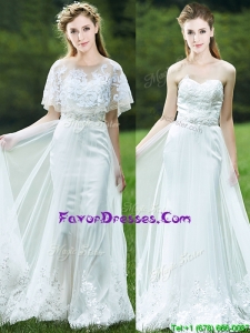 Modern A Line Applique White Mother Dresses with Brush Train