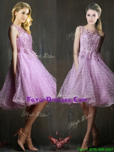 Pretty See Through Beaded and Applique Prom Dresses in Lavender