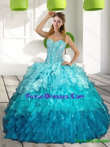 2015 Sweetheart Multi Color Quinceanera Dresses with Ruffles and Beading