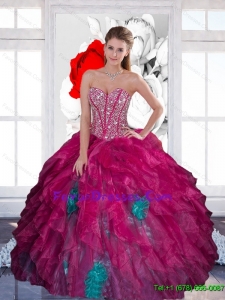 Beautiful Sweetheart Beading Multi Color 2015 Quinceanera Dress with Ruffles