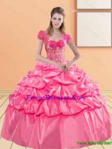 Delicate Sweetheart 2015 Custom Made Quinceanera Gown with Appliques and Pick Ups