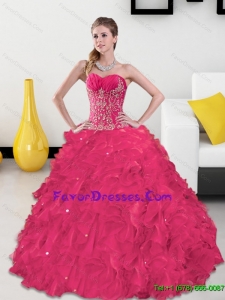 Inexpensive Sweetheart Custom Made Quinceanera Gown with Appliques and Ruffles