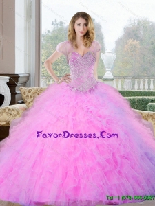 2015 Exquisite Beading and Ruffles Sweetheart Quinceanera Gown