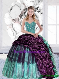 2015 Exquisite Sweetheart Quinceanera Gown with Pick Ups and Ruffles