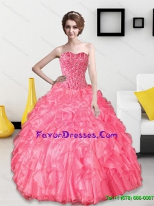 Exquisite 2015 Beading and Ruffles Sweetheart Quinceanera Dresses