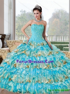 Exquisite Beading and Ruffled Layers Sweetheart Quinceanera Dresses for 2015